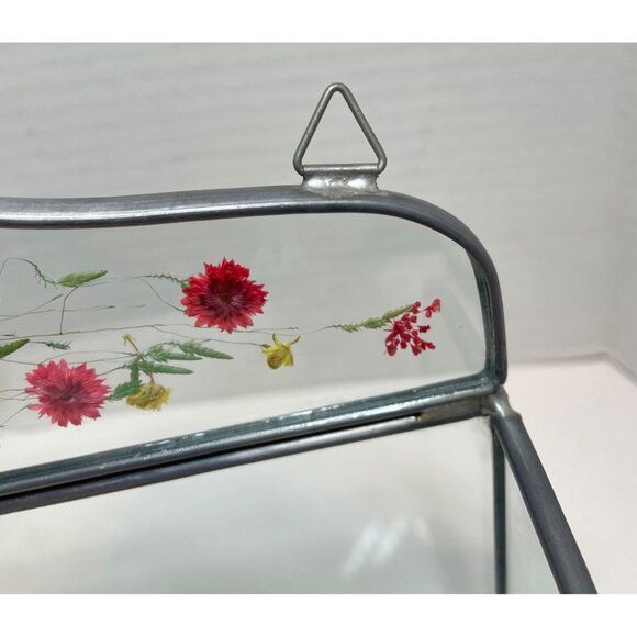 Handcrafted Pressed Flower Glass Wall-Mounted Organizer With Metal Frame - Picture 13 of 14